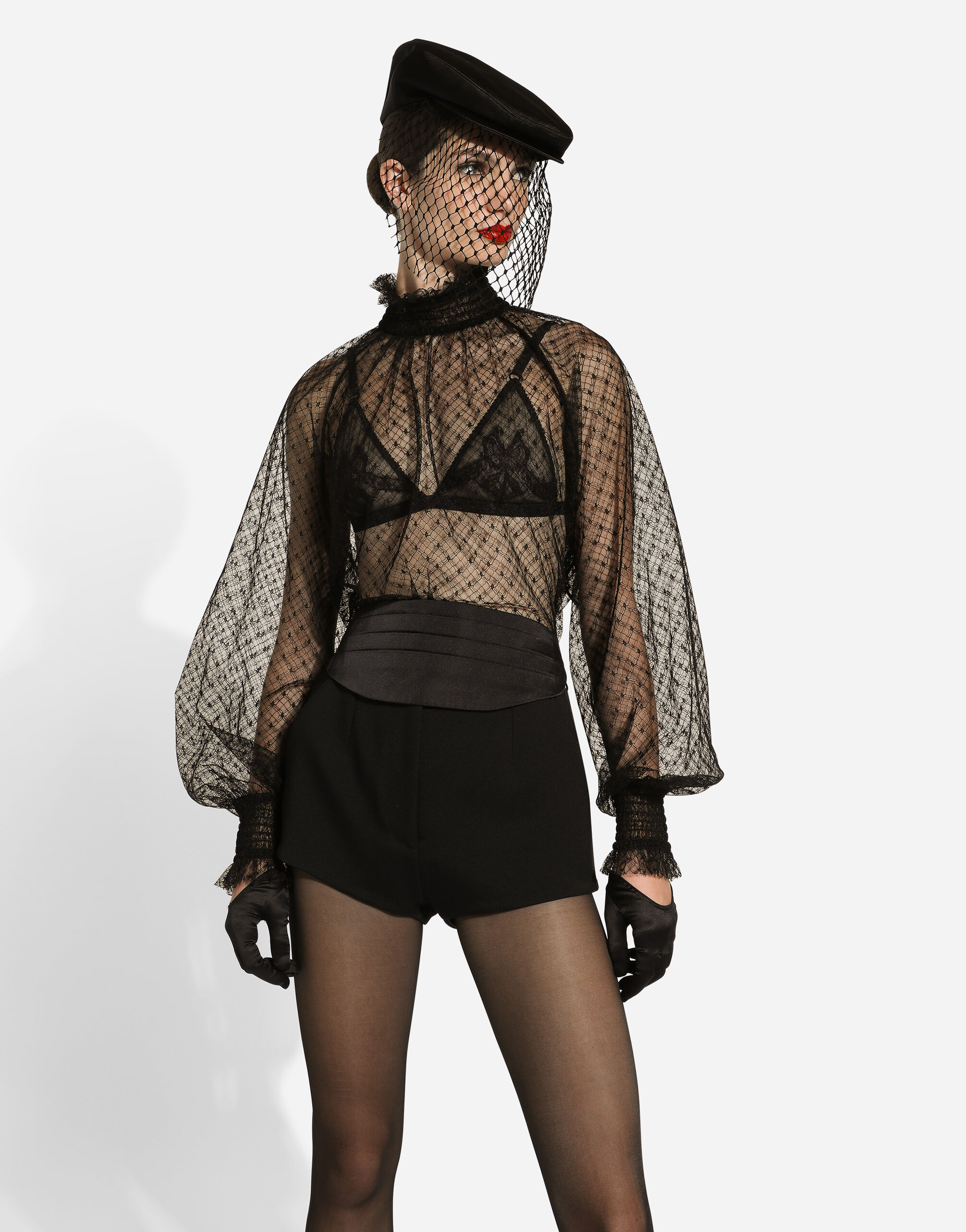 68404　DOLCE&GABBANA　レース　ブラウス Mesh blouse in Black for Women | Dolce&Gabbana® US