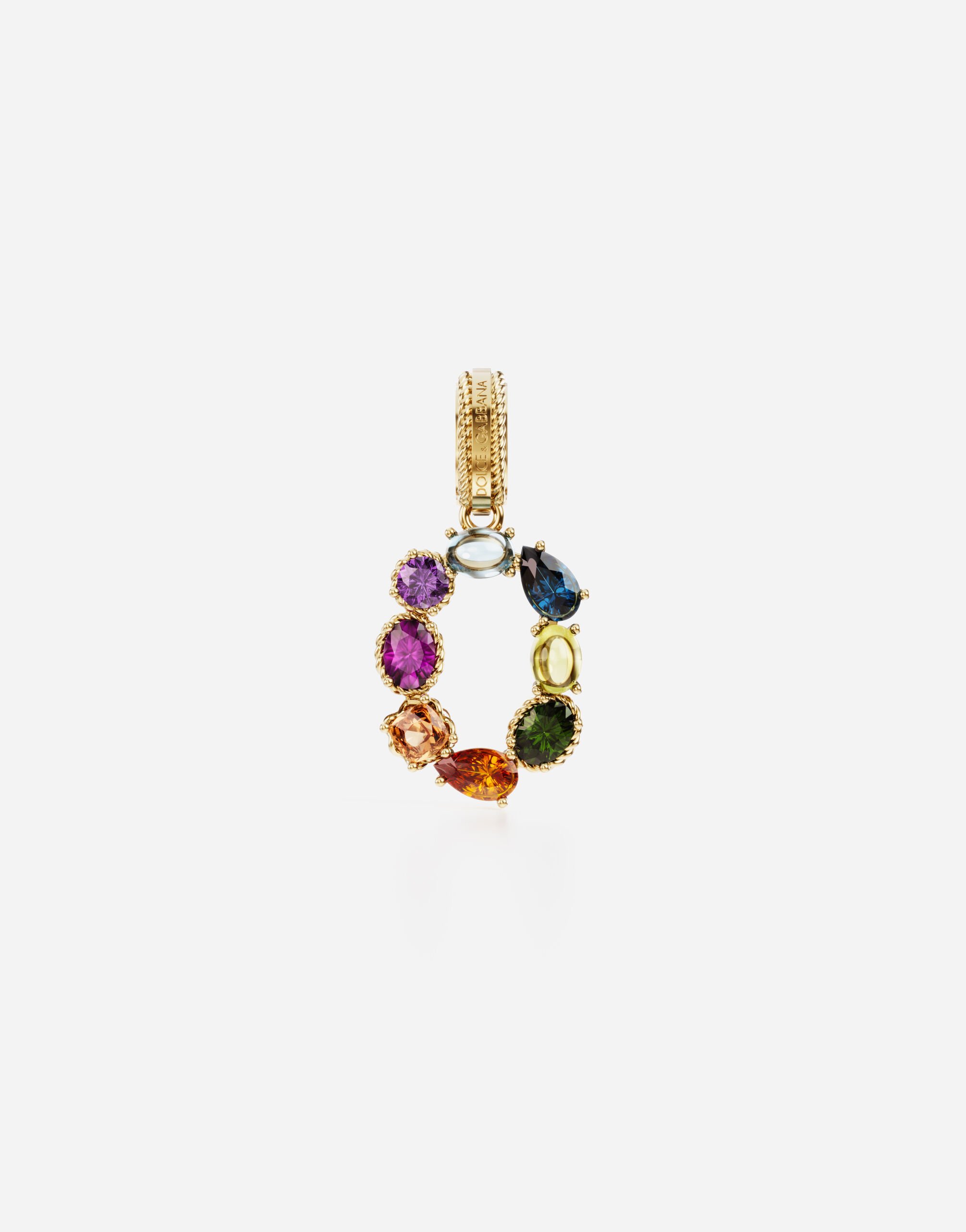 Dolce & Gabbana 18 kt yellow gold rainbow pendant  with multicolor finegemstones representing number 0 Yellow gold WAPR1GWMIX2