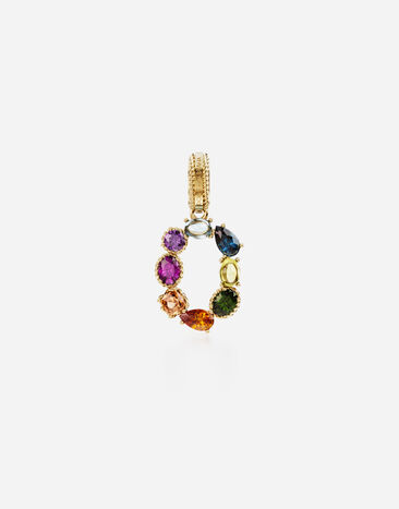 Dolce & Gabbana 18 kt yellow gold rainbow pendant  with multicolor finegemstones representing number 0 Gold WANR2GWMIXM