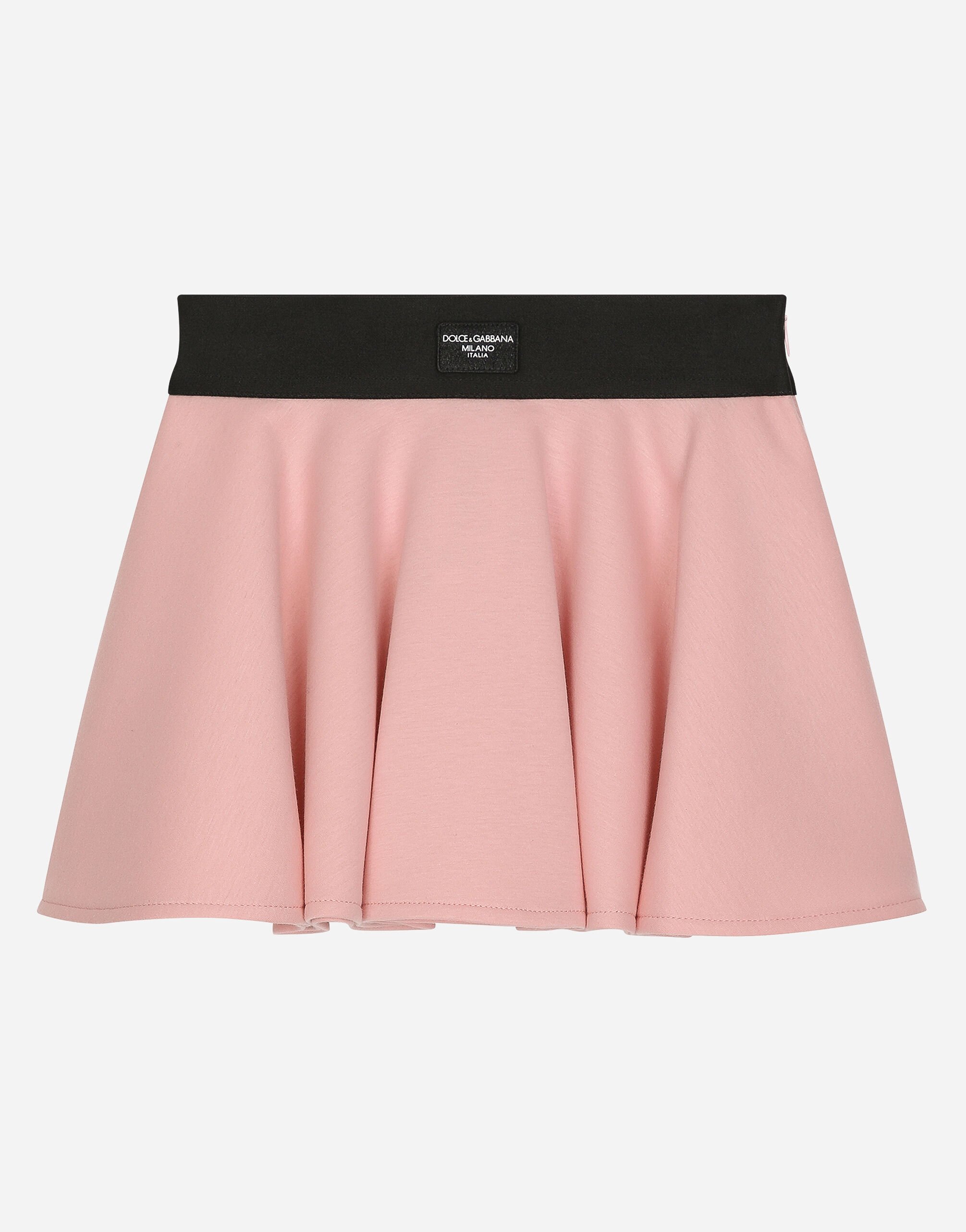 【DOLCE & GABBANA】ロゴミニスカート ピンクのガールズ ミニサーキュラースカート ロゴプレート