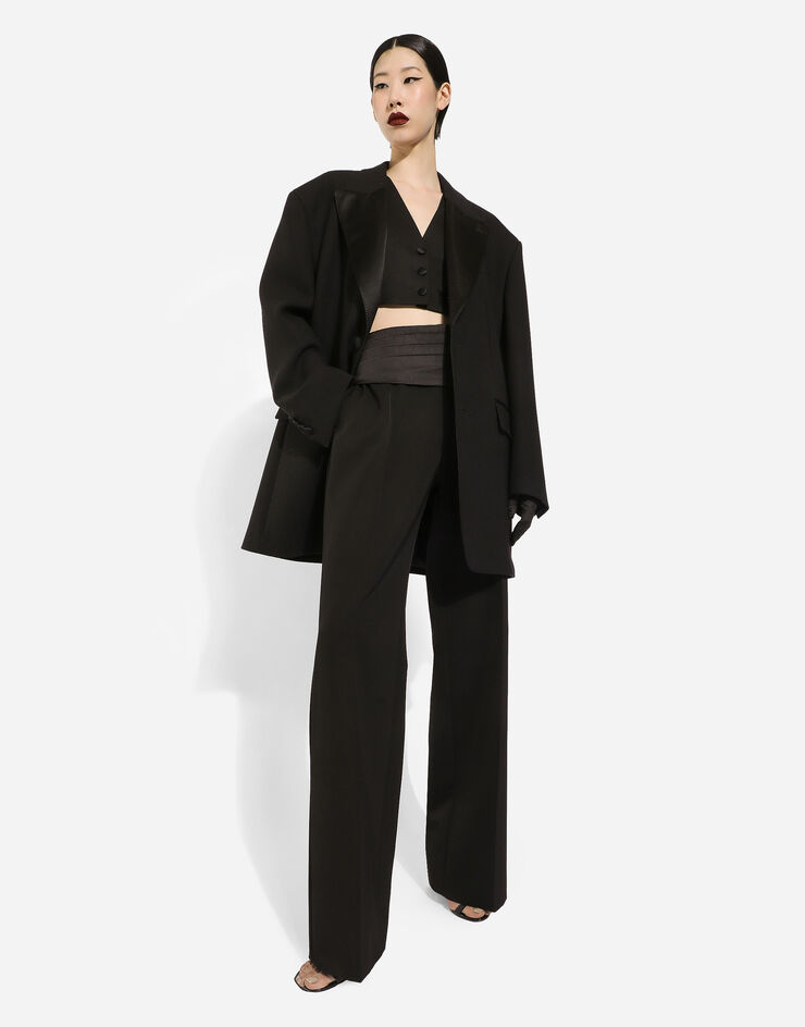 Dolce&Gabbana High-waisted flared woolen pants Black FTC18TFU21E