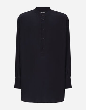 Dolce & Gabbana قميص حرير بياقة ماندارين مطبعة G5JM8TFS4HS