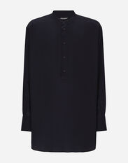 Dolce & Gabbana Silk shirt with Mandarin collar Azure G5LI8TFU4LG