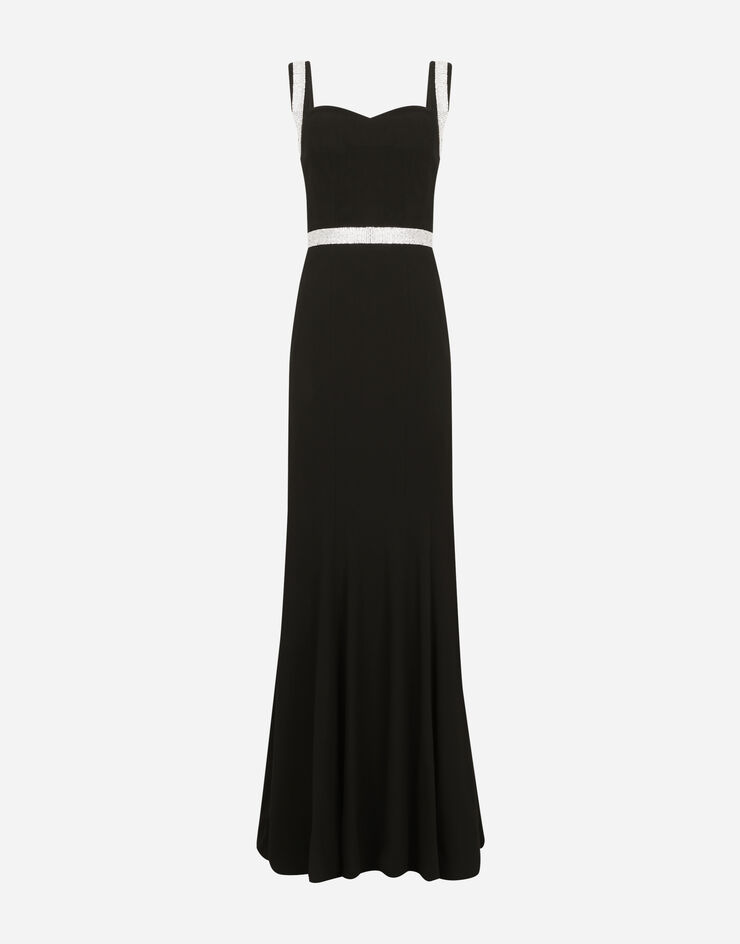 Dolce & Gabbana Vestido largo de cady con detalles de strass Negro F6ZO8ZFUIAH