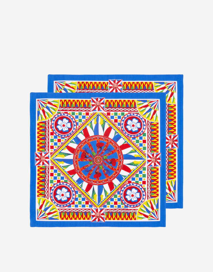 Dolce & Gabbana Set of 2 Linen Napkins Dolce & Gabbana Set of 2 Linen Napkins Multicolor TCGS05TCADN