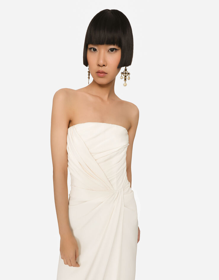 Dolce & Gabbana Long sable dress with side slit BLANCO F6K3GTFU1OA