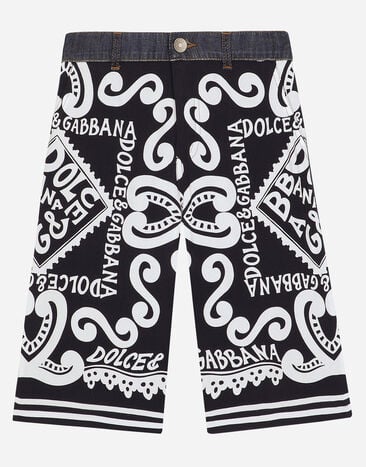 Dolce & Gabbana 마리나 프린트 5포켓 데님 & 바틱 쇼츠 인쇄 L4JQS3HS7NJ