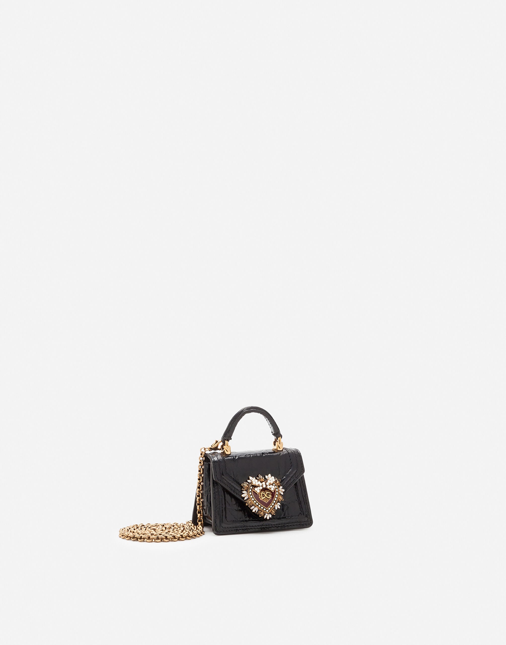 Devotion micro bag in crocodile flank leather in Black for Women