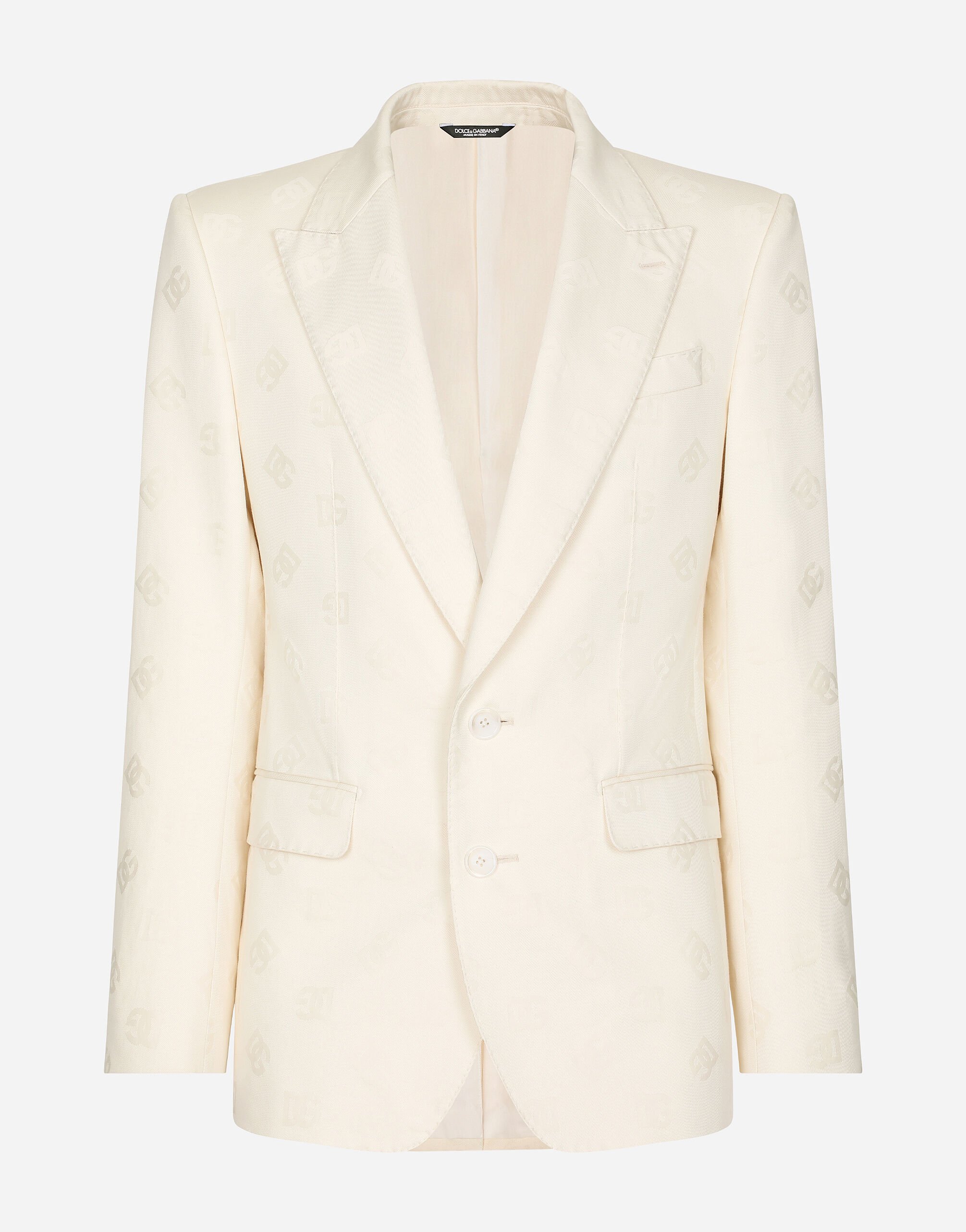 Dolce & Gabbana Single-breasted cotton Sicilia-fit jacket with jacquard DG details Multicolor G2SJ2TFU4KJ