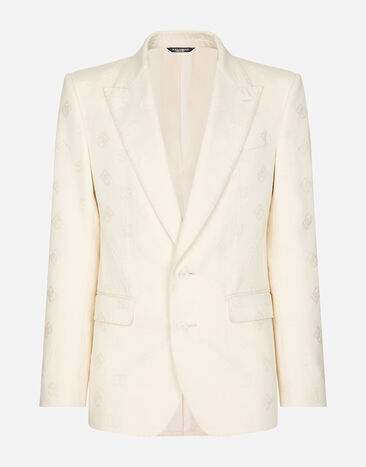 Dolce & Gabbana Einreihige Jacke Sicilia Baumwolljacquard DG Weiss G2QU6TFJ6B4