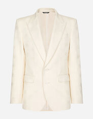 Dolce & Gabbana Single-breasted cotton Sicilia-fit jacket with jacquard DG details White G2NW1TFU4DV
