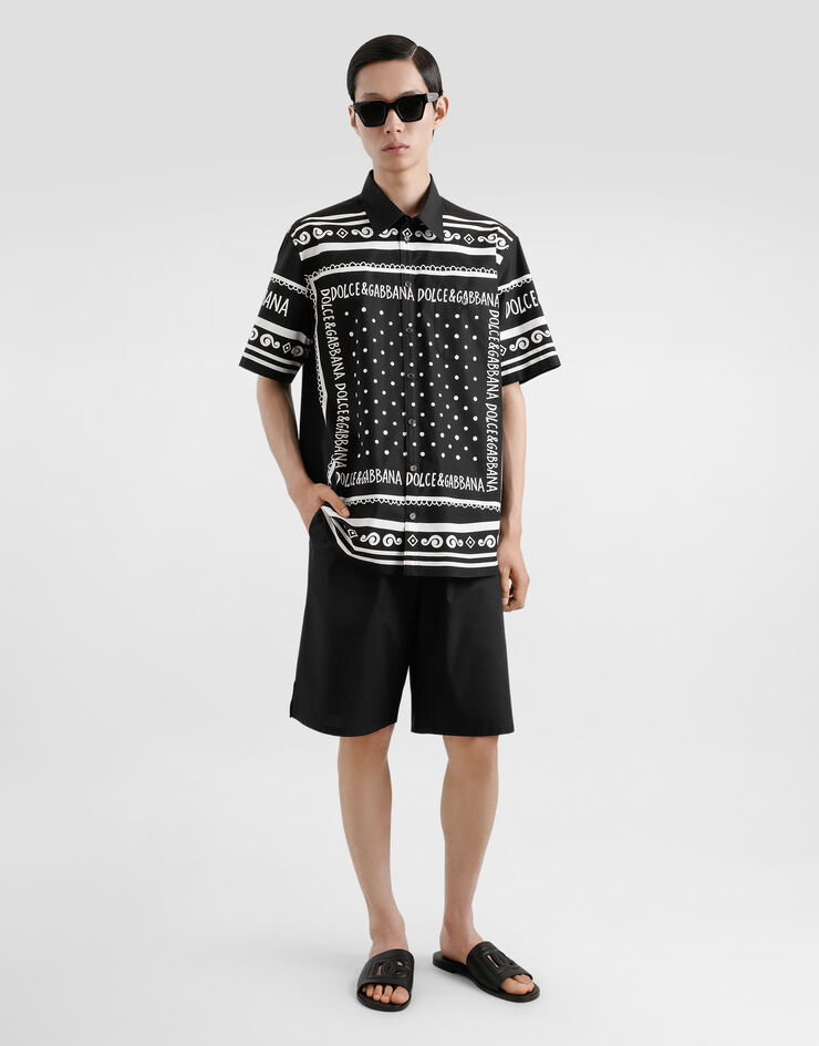 Dolce & Gabbana قميص قطني بطبعة ربطة رأس مطبعة G5LG9TFI5KQ