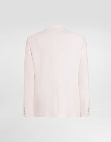Dolce & Gabbana Traje de doble botonadura en lona de lino White GK04JTFU4MC