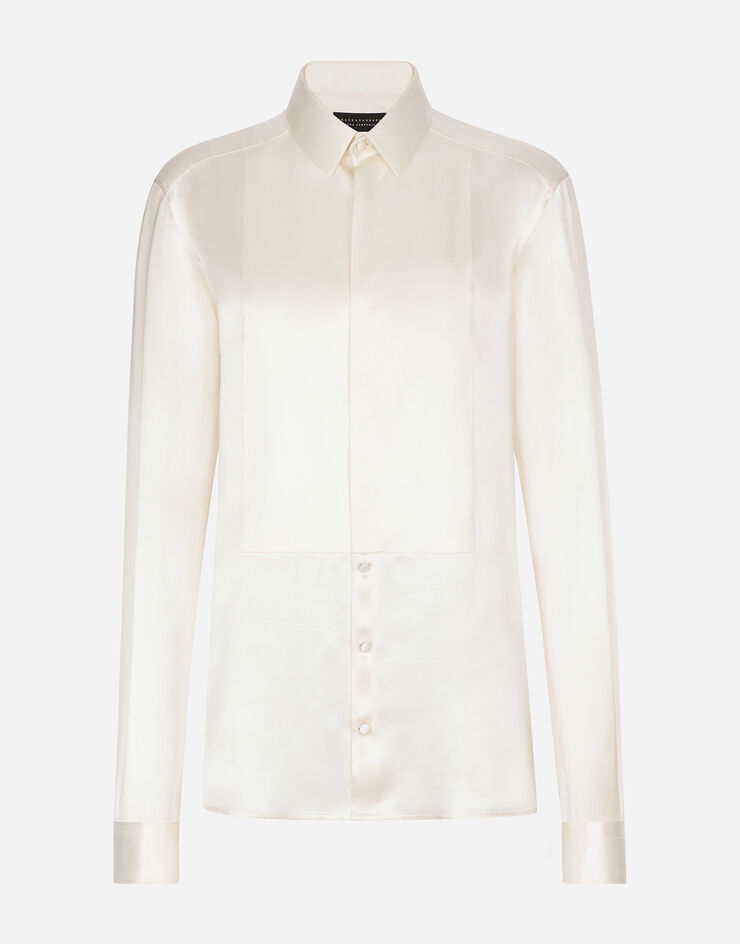 Dolce & Gabbana Silk shirt with shirt front Weiss F5R35TFU1AU