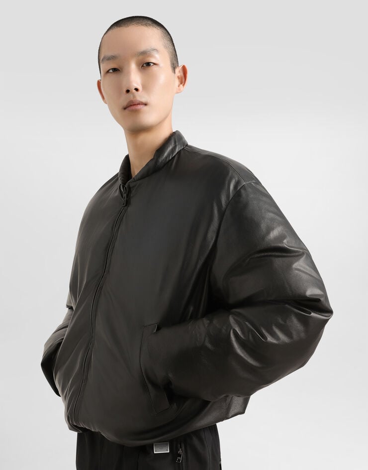Dolce & Gabbana 山羊皮衬垫飞行夹克 黑 G9BJYLHULWC