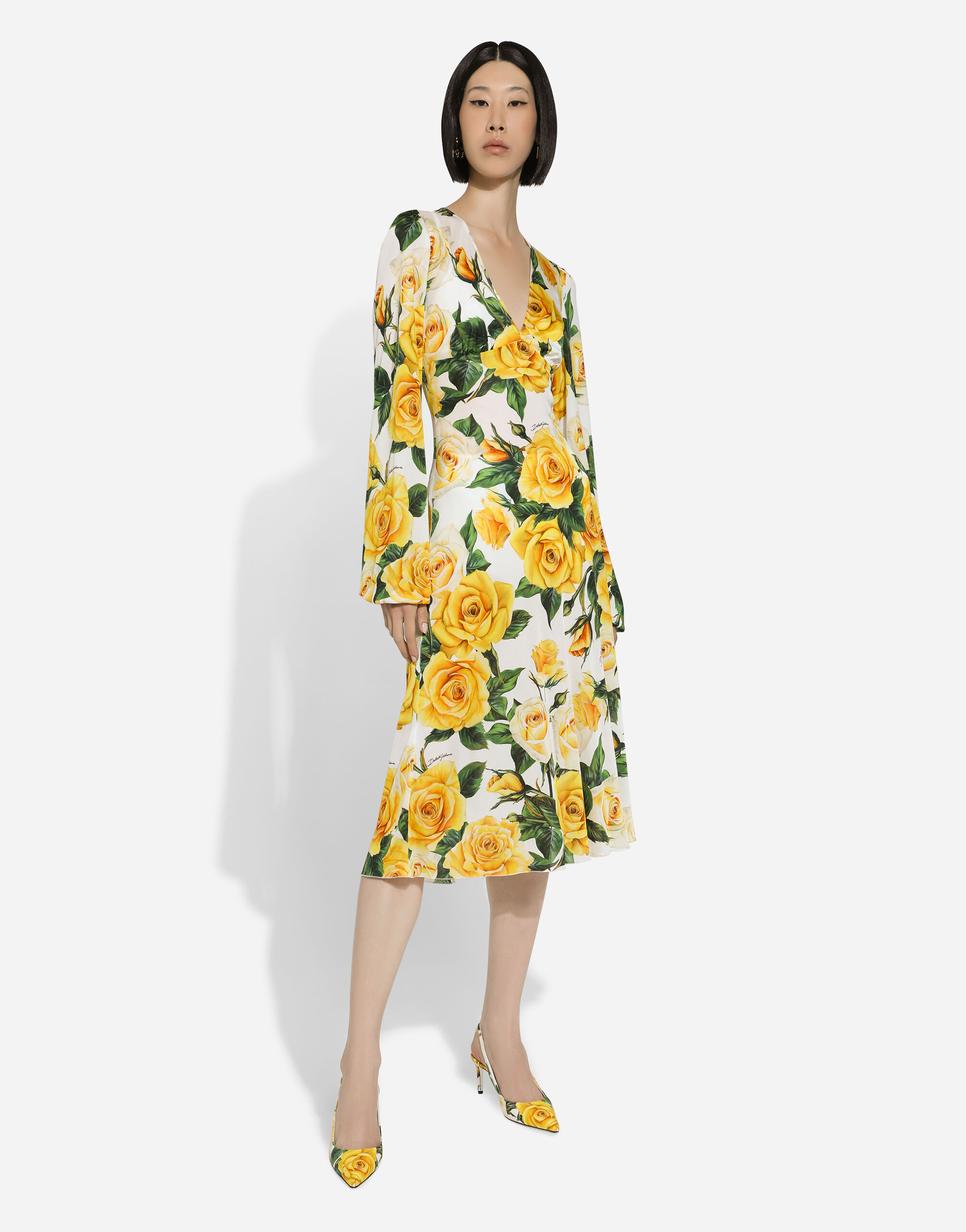 Yellow dress with roses online