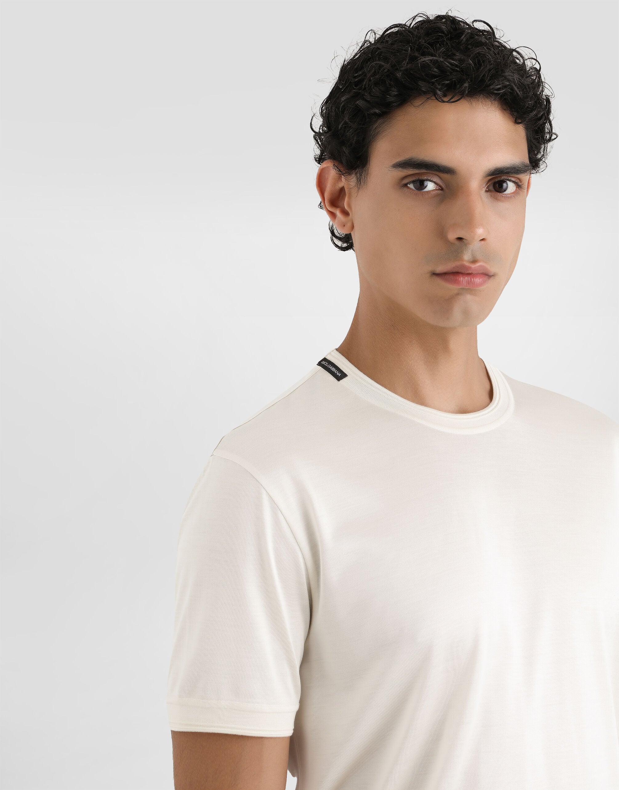 Short-sleeved silk t-shirt in White for Men | Dolce&Gabbana® US