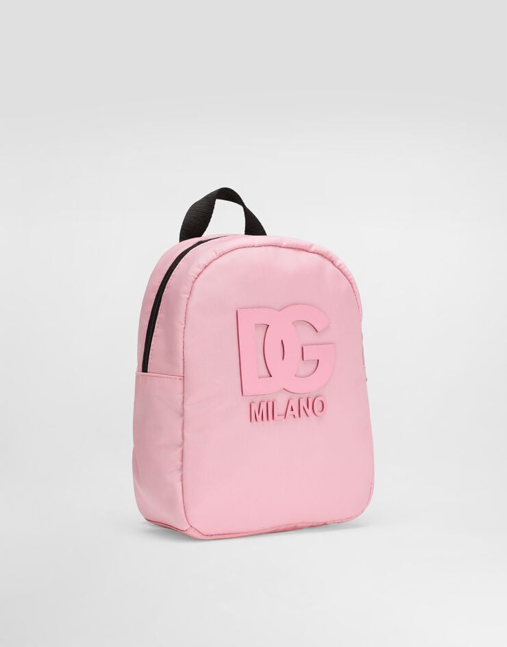 Dolce & Gabbana Zaino in nylon con patch DG gommato Rosa EM0141AU927