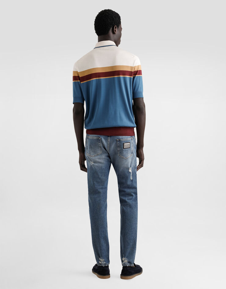 Dolce & Gabbana Jeans slim in cotone stretch con placca Multicolore GY07CDG8MV3