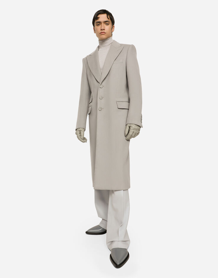 Dolce&Gabbana Manteau droit en double cachemire Gris G041KTGG914