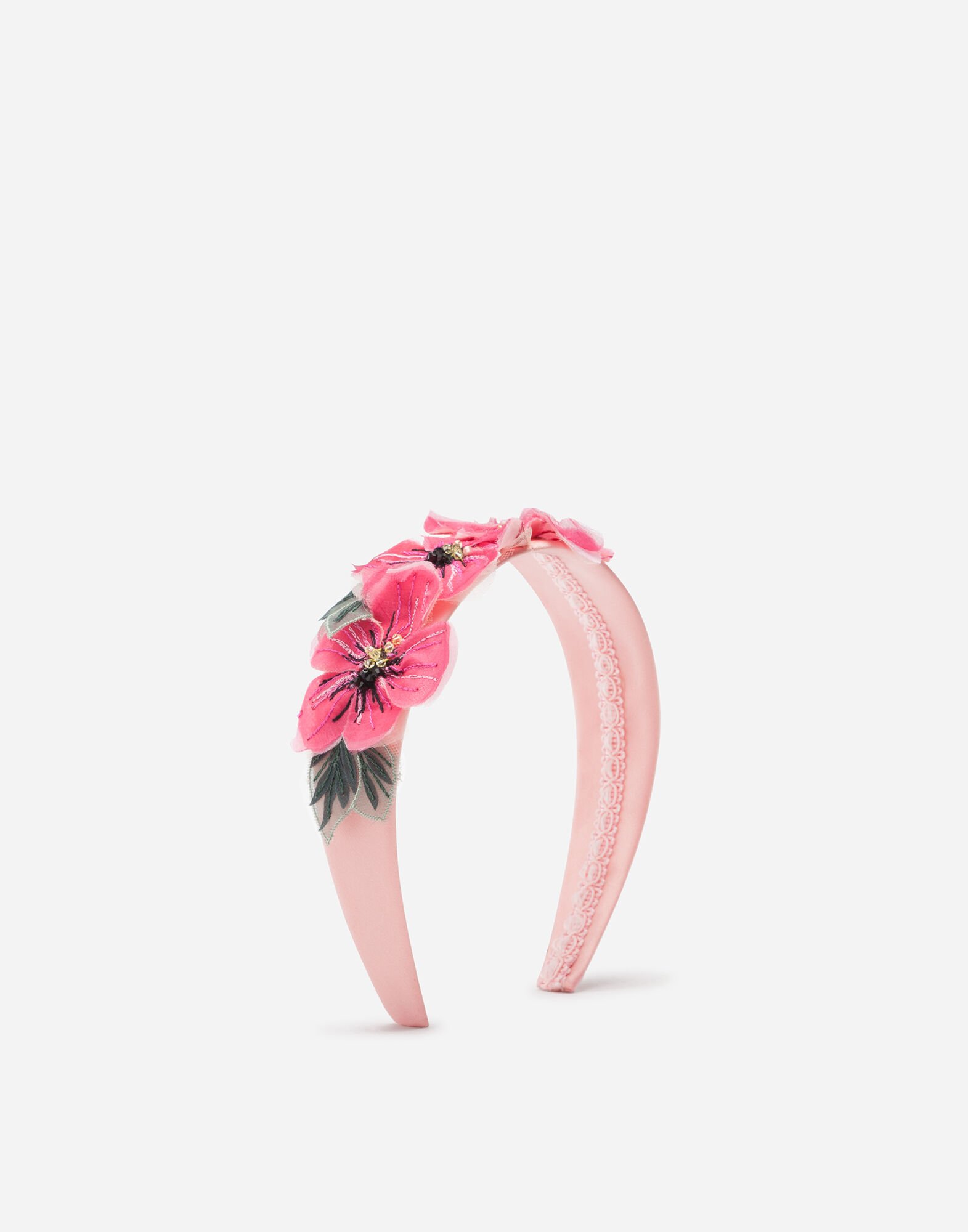Dolce&Gabbana Headband with floral chiffon application Pink L59D75FU1AT