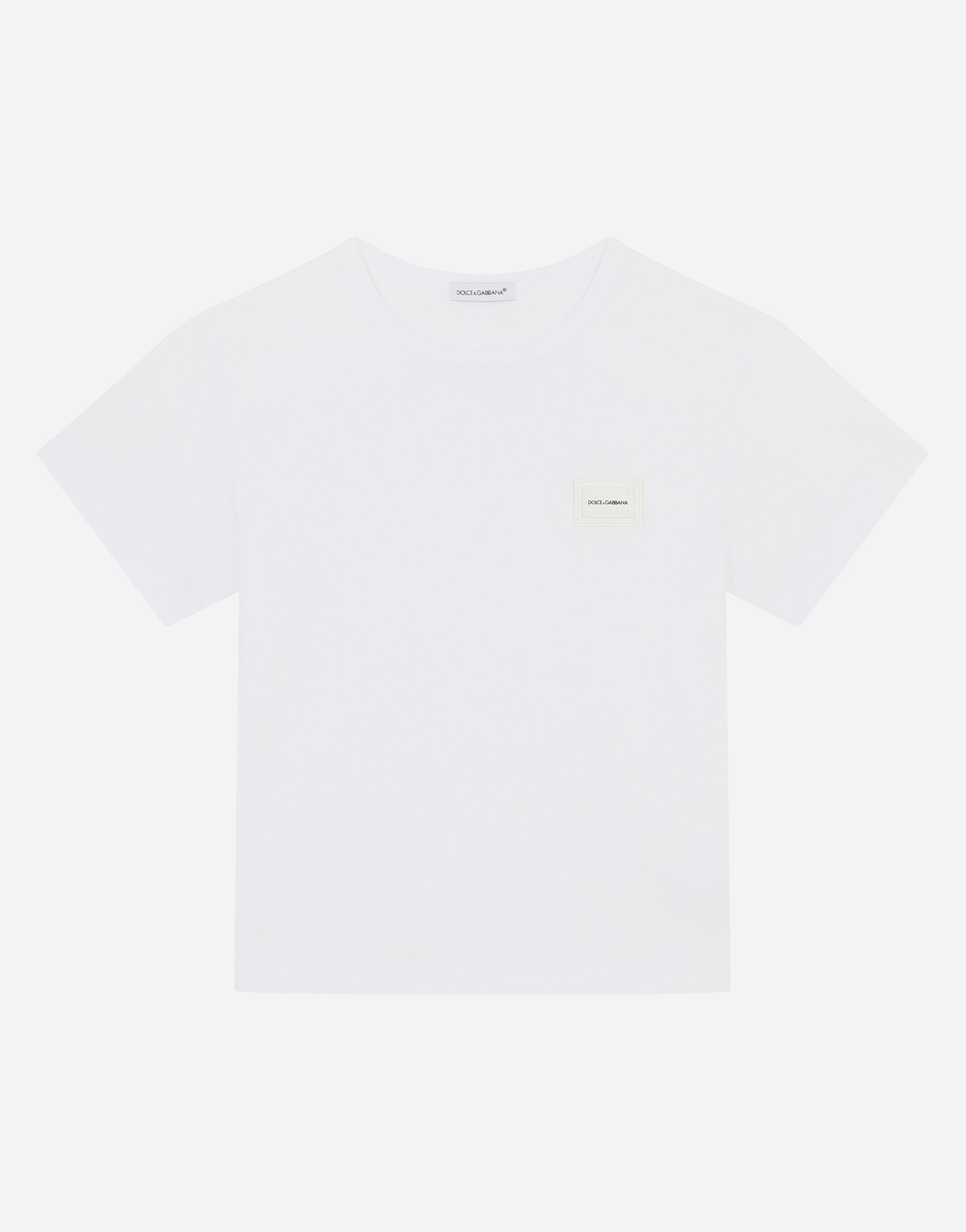 Dolce & Gabbana Jersey-t-shirt mit logoplakette SILBER L52DH1G7VXC