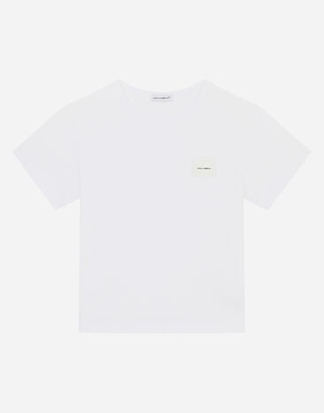 Dolce & Gabbana T-shirt en jersey avec plaquette logo Noir LB1A58G0U05