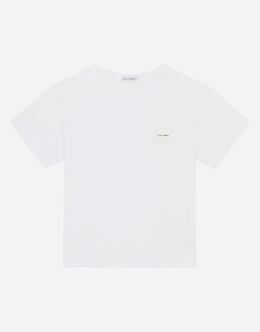 Dolce & Gabbana Jersey-t-shirt mit logoplakette SILBER L52DH1G7VXC