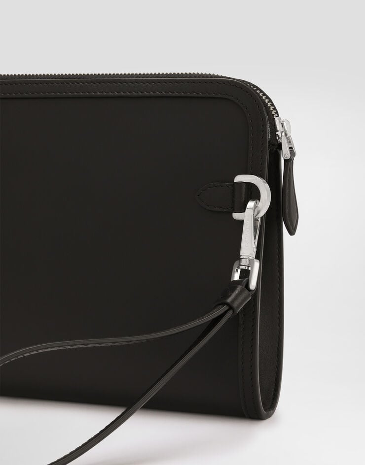 Dolce & Gabbana Atene plongé calfskin clutch bag Black BM2528AN419