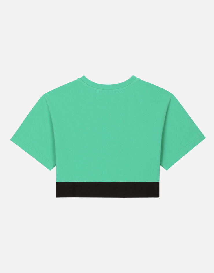 Dolce & Gabbana T-Shirt aus Jersey mit Logo-Gummiband Grün L5JTHRG7E3K