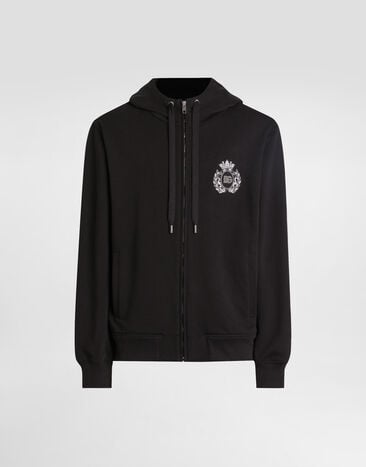 Dolce & Gabbana Cotton hoodie heraldic patch Black G9BGDZG7PJ7