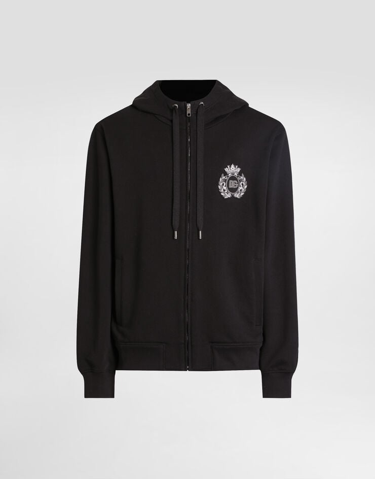 Dolce & Gabbana Cotton hoodie heraldic patch Black G9BGDZG7PJ7