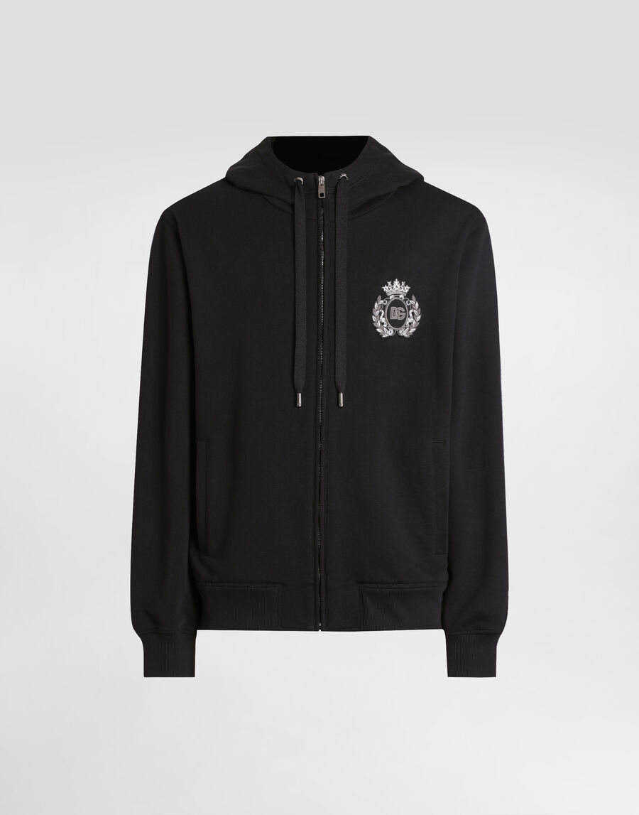 Cotton hoodie heraldic patch