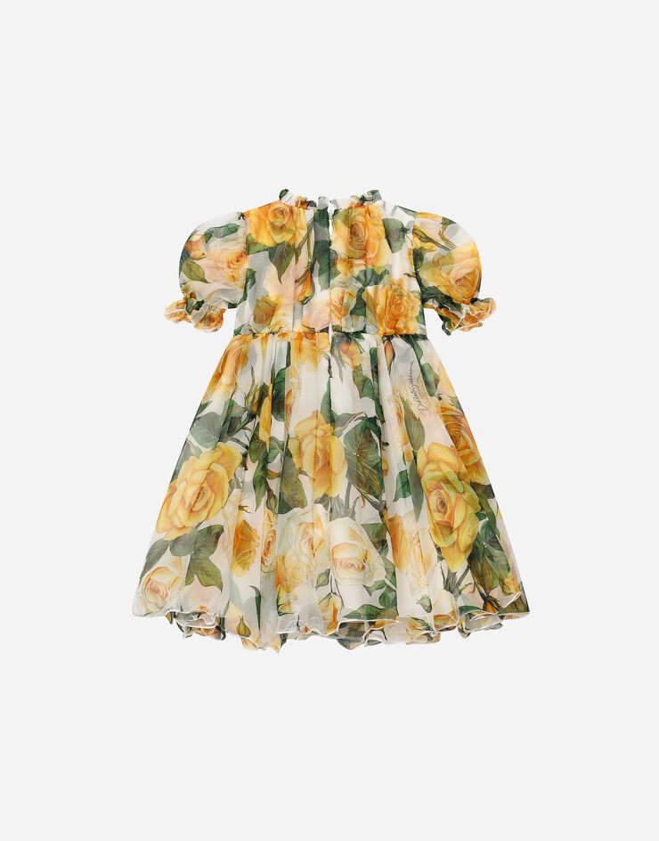 Dolce & Gabbana Kleid mit Höschen aus Chiffon Print gelbe Rosen Drucken L23DJ1IS1QC