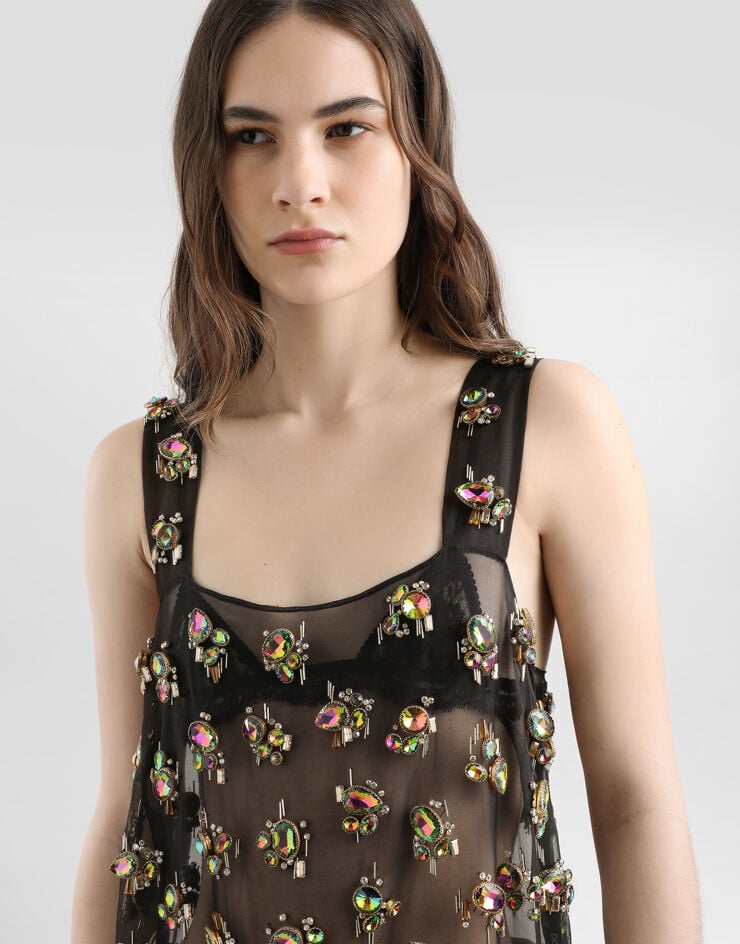 Dolce & Gabbana Organza dress with embroidery Multicolor F60D1ZGDDFY