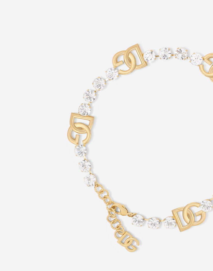 Dolce & Gabbana Rhinestone necklace with DG logo Gold WNO4S7W1111