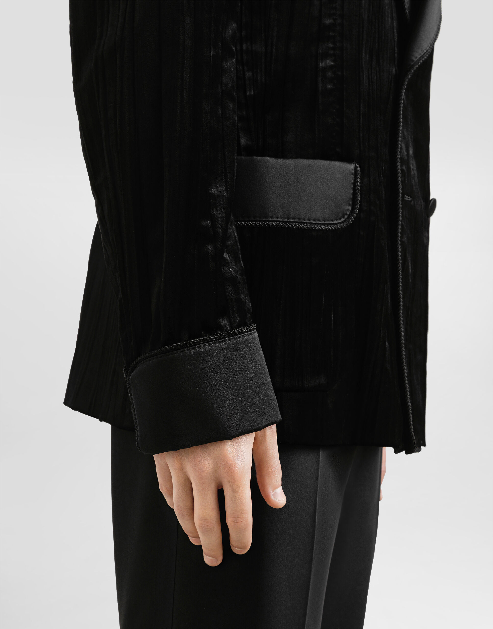 Double-breasted velvet jacket in Black for Men | Dolce&Gabbana®