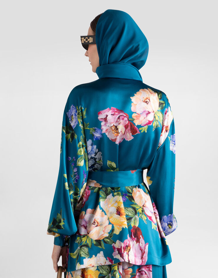 Dolce & Gabbana Peony-print satin shirt Multicolor I7550ZIS11R