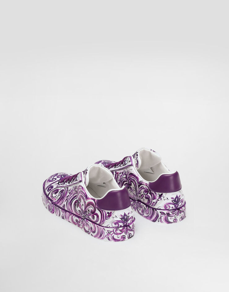 Dolce & Gabbana Majolica-print sneaker in nappa calfskin Multicolor D10951AI396