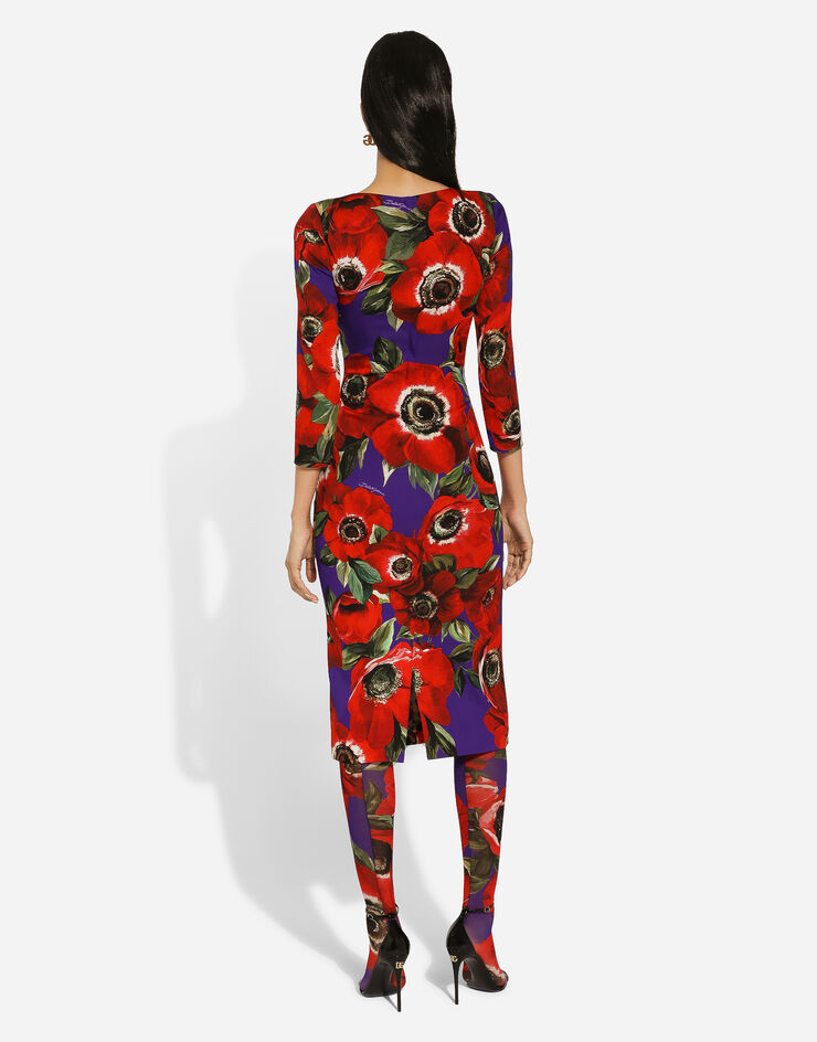 Dolce & Gabbana Платье-футляр из шармеза с цветочным принтом ветрениц принт F6AWGTFSA55