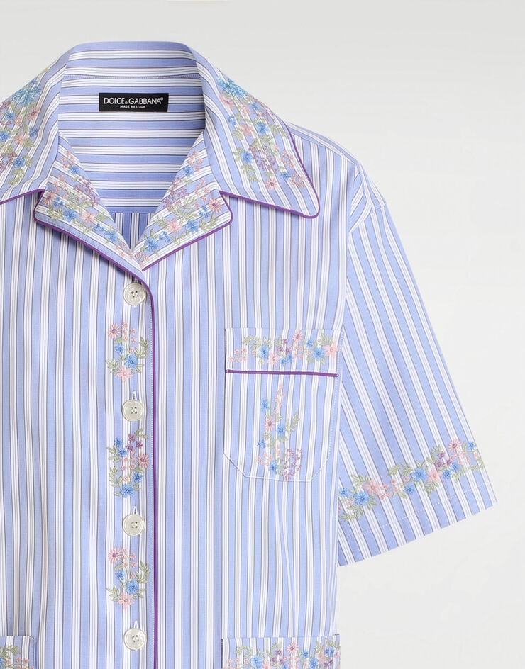 Dolce & Gabbana Cotton shirt with flower embroidery Dolce & Gabbana Cotton shirt with flower embroidery Multicolor F5U29ZGDDST