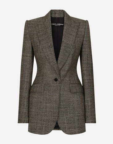 Dolce & Gabbana Single-breasted wool micro-tweed Turlington jacket Multicolor F29ZTTFM2G4