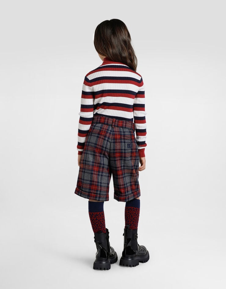 Dolce & Gabbana Wool turtleneck sweater with patch Multicolor L5KWMAJDVCD
