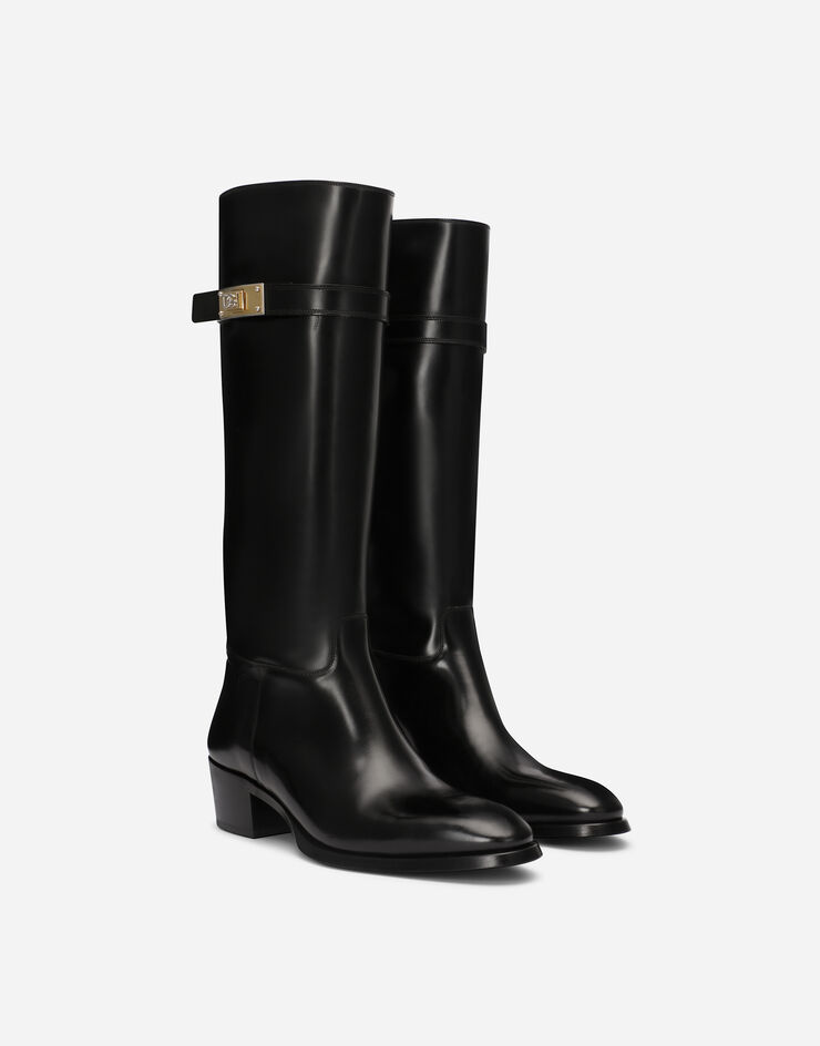 Brushed calfskin boots in Black for | Dolce&Gabbana® US
