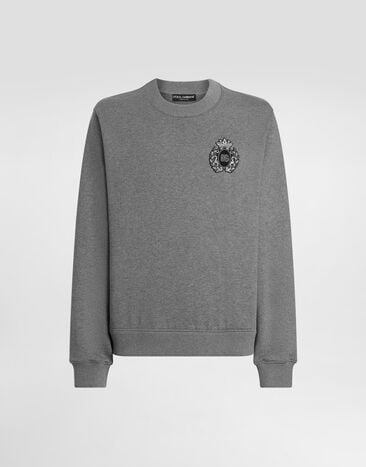 Dolce & Gabbana Sweatshirt with heraldic patch Grey G9ABJZG7PJ7
