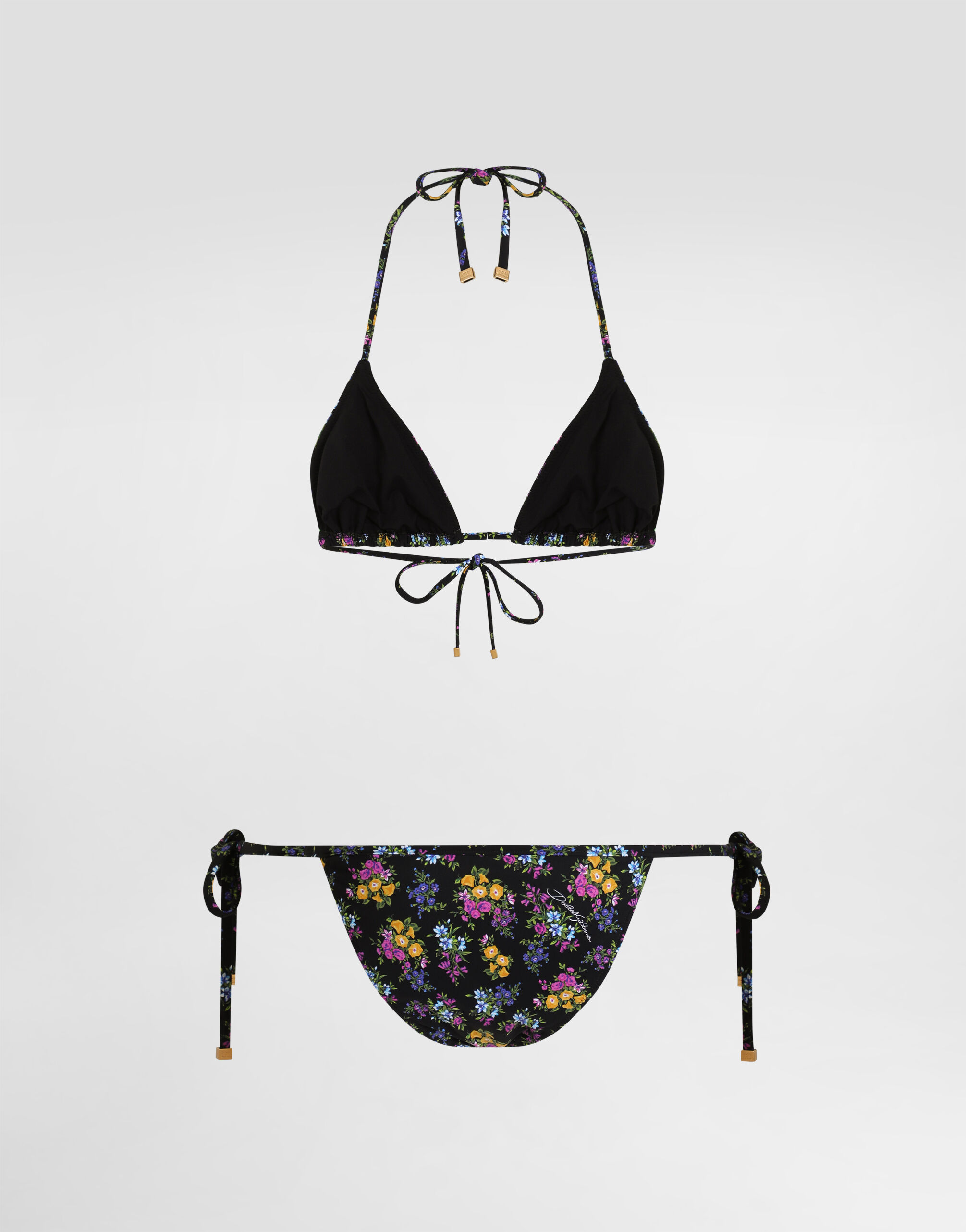Small floral-print triangle bikini