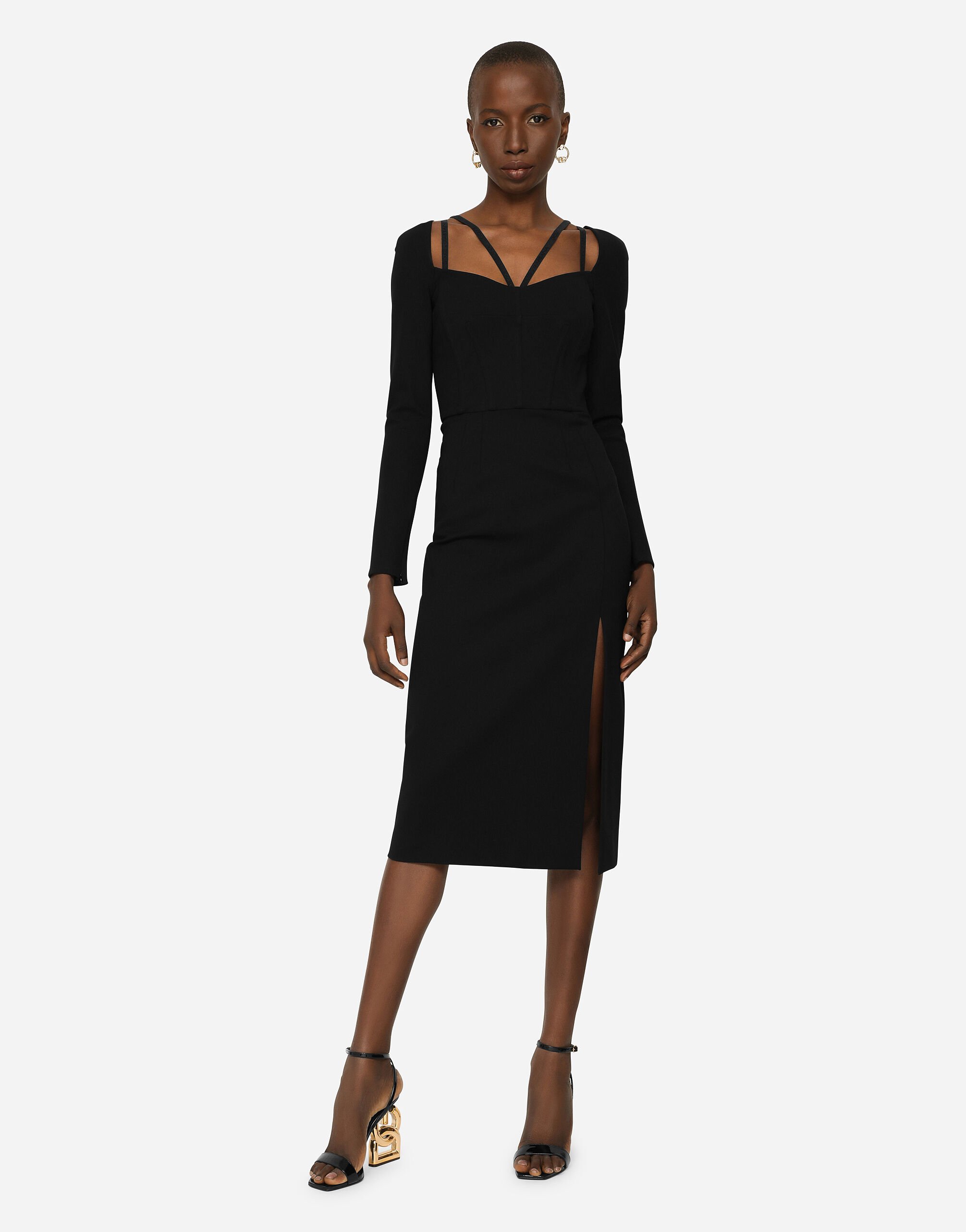 Abito tubino jersey stretch in NERO da Donna Dolce Gabbana
