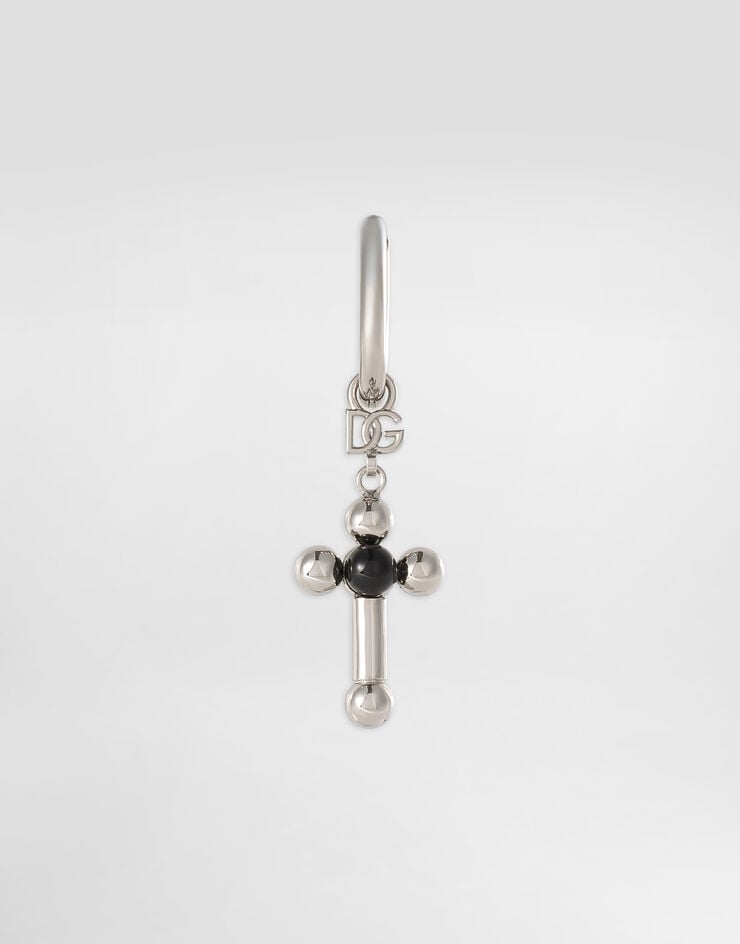 Dolce & Gabbana Creole single earring with pin and cross Silver WER5M4W1111