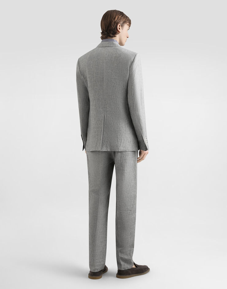 Dolce & Gabbana Pantalón de chándal en tela de lino lavada Gris GP12QZFU4MF