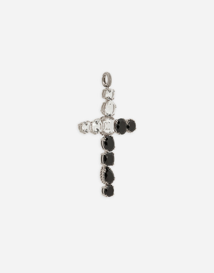 Dolce & Gabbana 18k white gold Anna charm with colorless topazes and black spinels White WAQA3GWTSQS